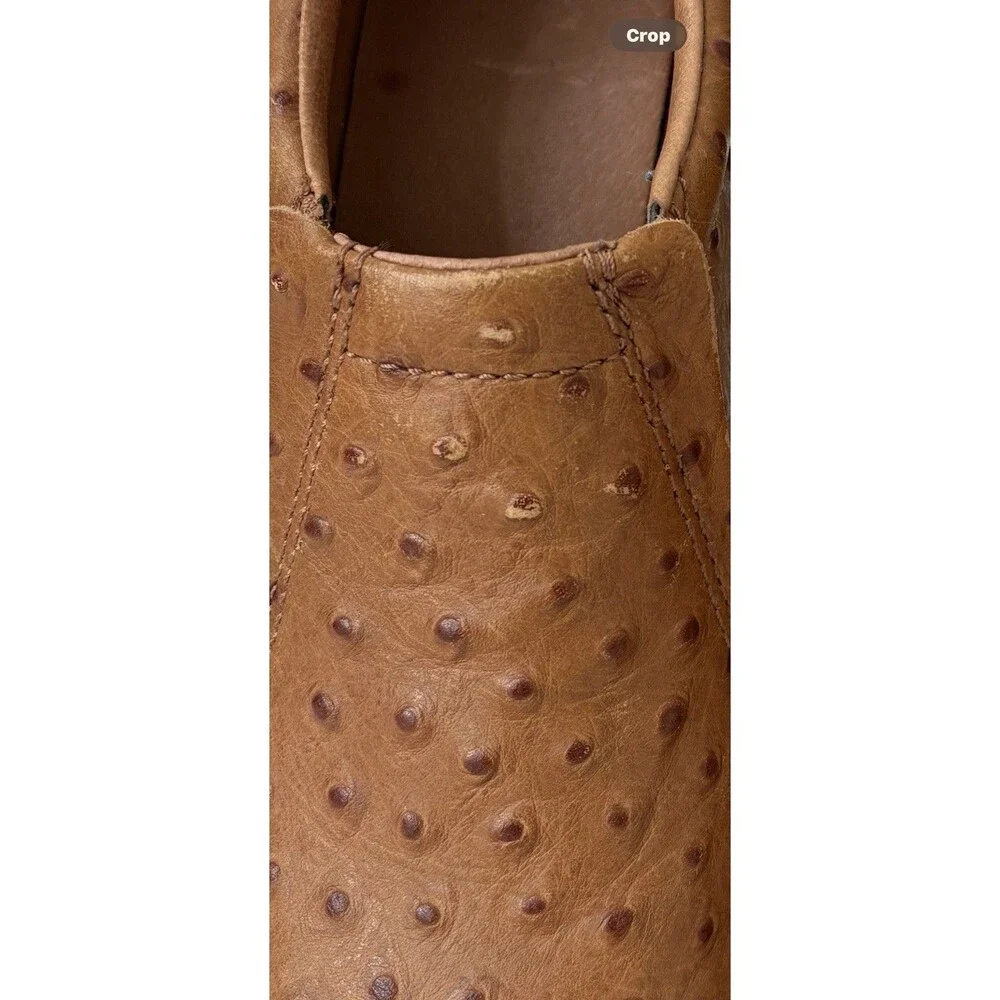 Roper Cotter Ostrich Print Slip-on Casual Shoes Men’s Size 7.5 Tan Rugged Charm